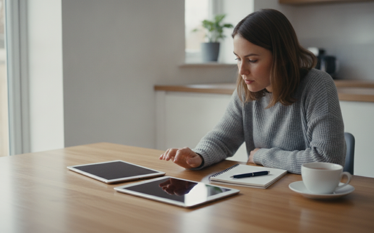 A UK reader comparing options at a kitchen table to choose a tablet for everyday use
