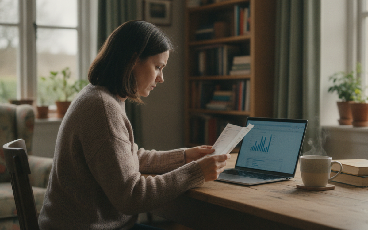 UK household checking an energy bill to understand the standing charge meaning